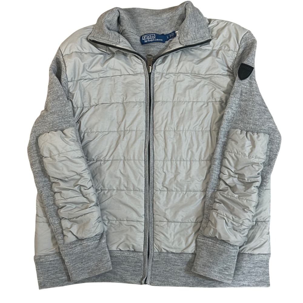 Polo Ralph Lauren Coastal Men Grey Wool Blend Quilted Hybrid Full Zip M HH11